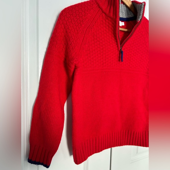 Boden Boys Red Wool  Blend Sweater Collared Half Zip Long Sleeve Size 8-9 Years - Picture 4 of 7